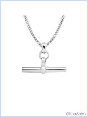 925 Sterling Silver T-Bar Toggle Pendant Necklace 20" Minimalist Chain
